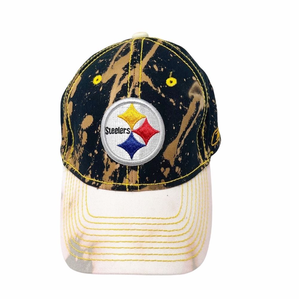 Reebok Vintage NFL Pittsburgh Steelers Bleach Splatter Dad Hat OS